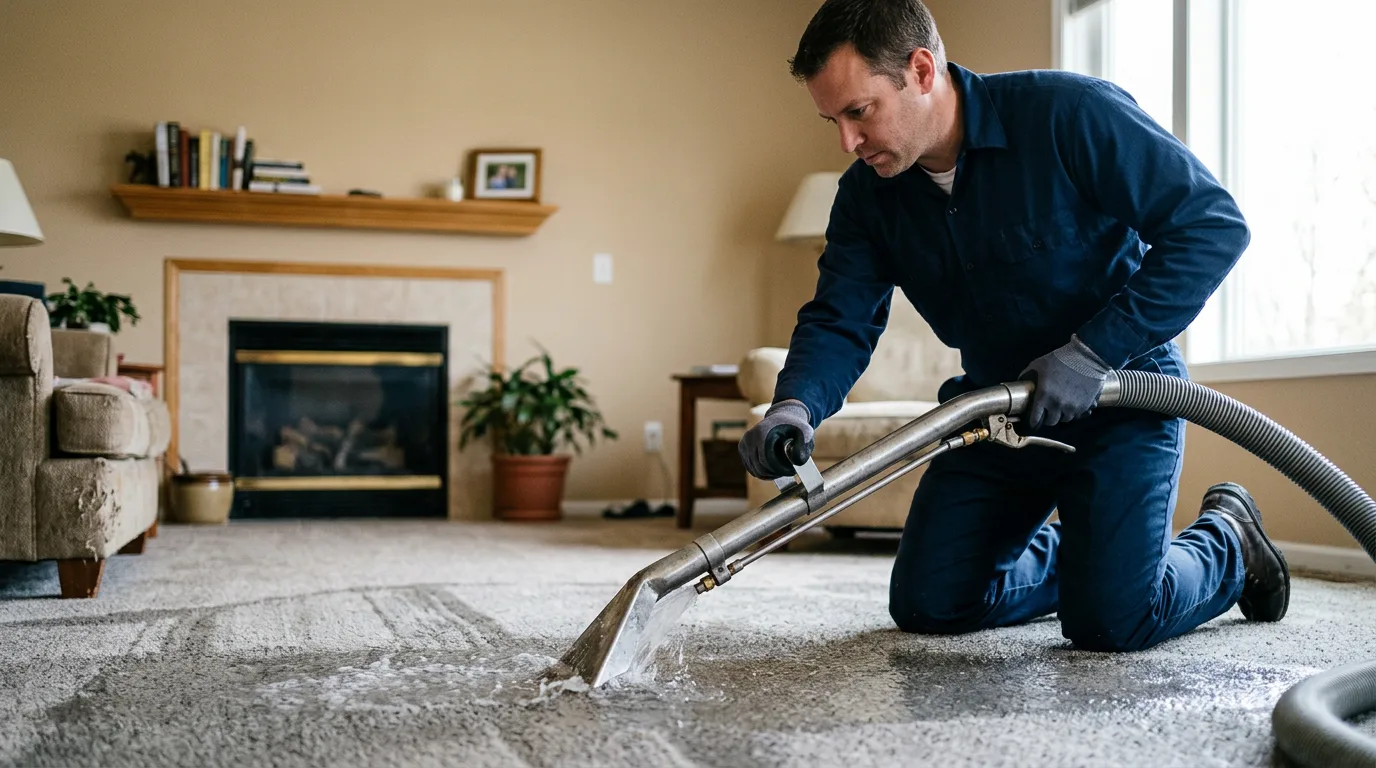 Water damage restoration technician working near Decatur, OH